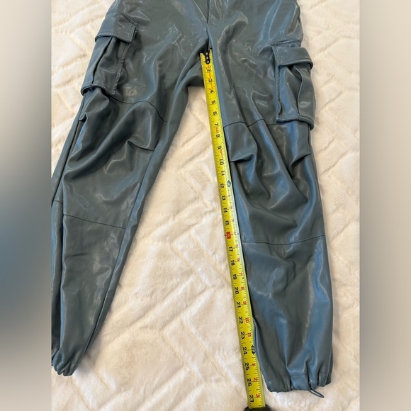 Avec Les Filles Blue/Gray Faux Leather Cargo Joggers - Picture 7 of 12